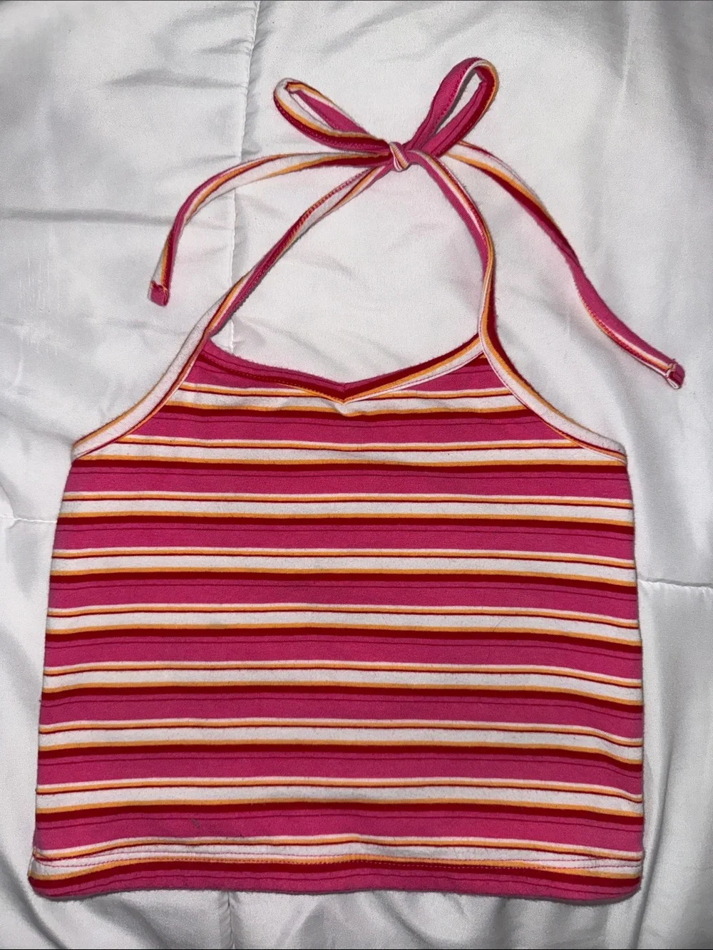 Striped Halter One-Piece for Kids - Pink